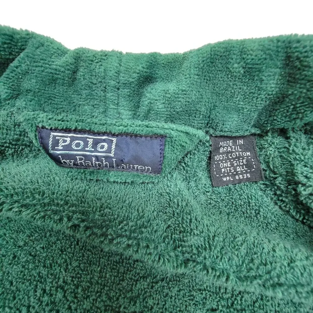 Vintage Polo Ralph Lauren Green Terry Velour Bathrobe Robe Mens OSFA Brazil